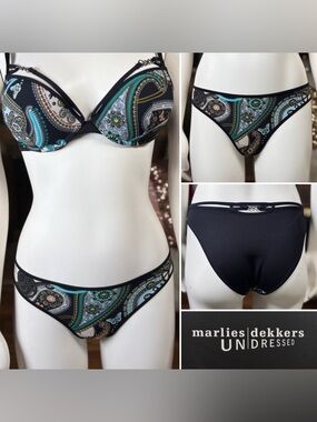 Marlies Dekkar Black Multicolor Pyschadelic “Peace” Bikini-Style Panty, Sz XS